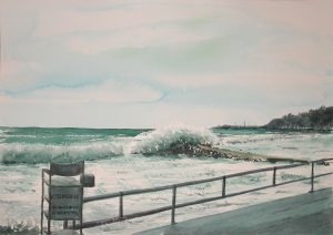 Mareggiata a Varazze, acquarello